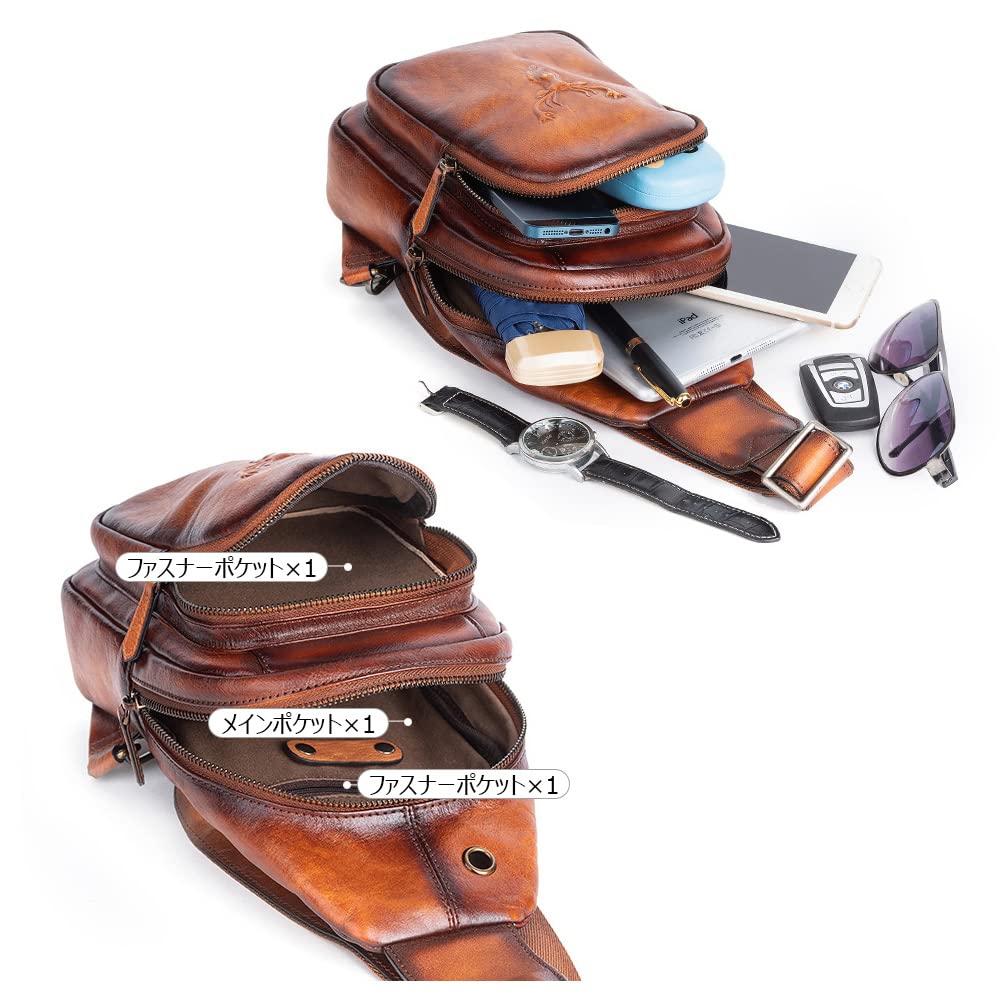 Whatna Сумка-кроссбоди из натуральной кожи телячьей выделки с отверстием для наушников 13541, сумка в античном стиле, мужская, на одно плечо, (черный)