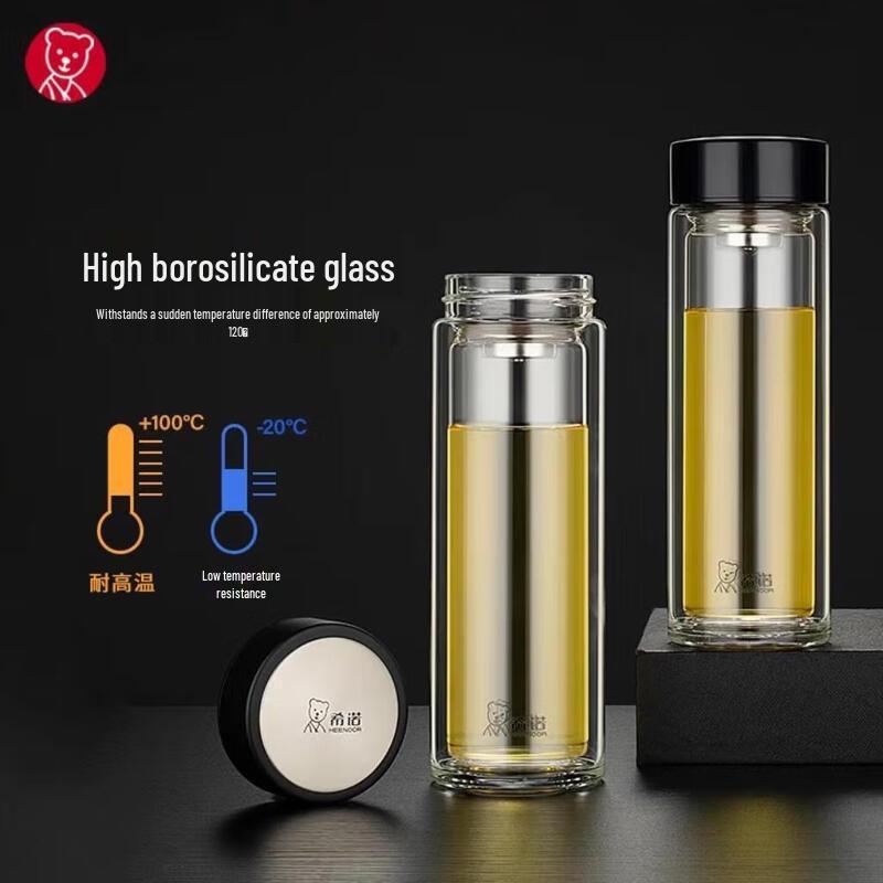 Heenoor 320ml Double Wall Glass Tea Infuser Bottle