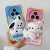 KEYSION Милый 3D мультяшный плюшевый чехол для Realme 14 Pro 5G с ремешком, силиконовый противоударный чехол для телефона OPPO Realme 14 Pro+ 5G