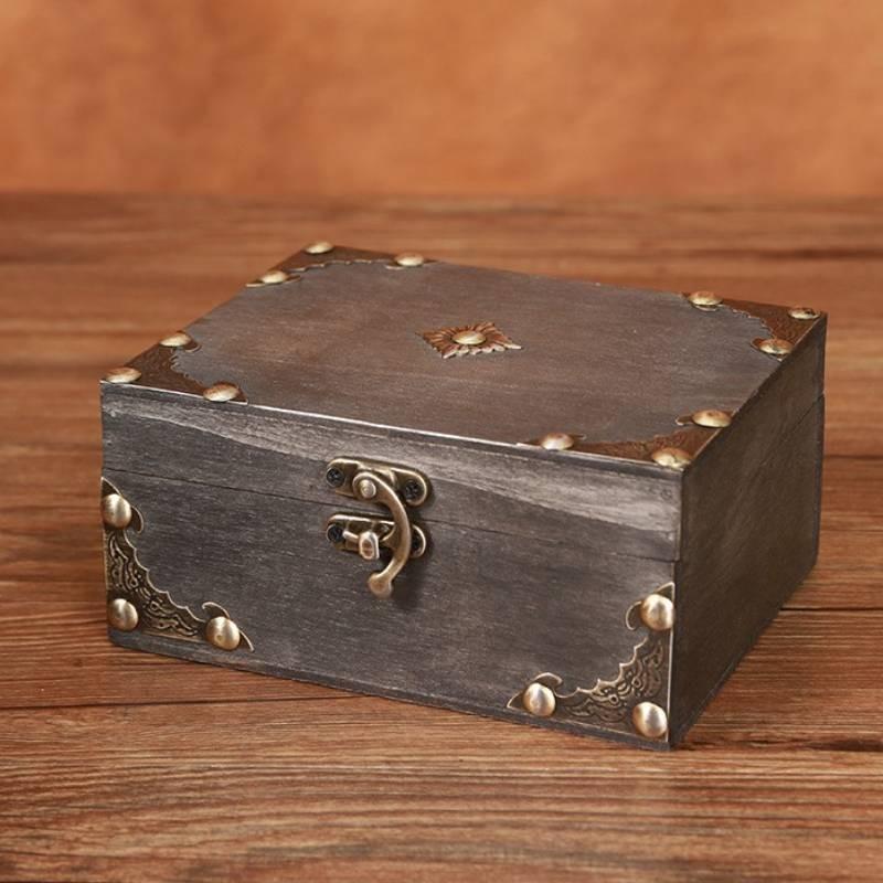 New Chinese Style Wooden Desktop Organizer Box With Lock For Jewelry Storage