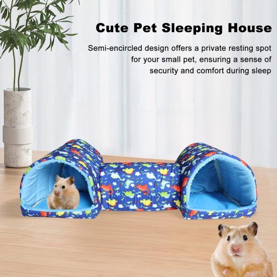 Кровать-туннель для маленьких животных, плюшевая кровать-гнездо для хомяка, морская свинка, уютное укрытие, тепло