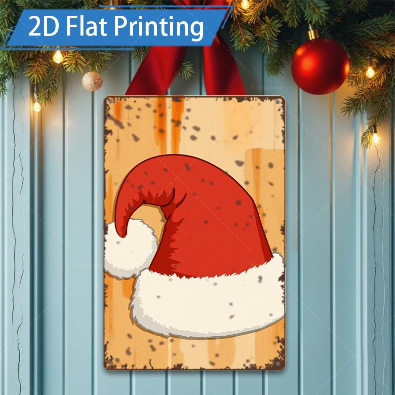 D FLAT pc Metal Sign Vintage Santa Claus Metal Sign D Flat Print Christmas Decor