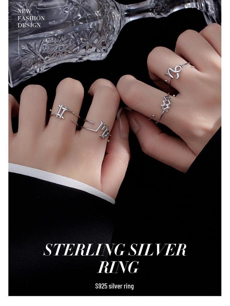 Кольцо Зодиака из серебра 925 пробы Banyan Tree, двухслойное: Элегантный, Унисекс, Модный Аксессуар на Указательный Палец