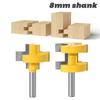 2pcs 8MM Shank T-Slot Square Tooth Tenon Milling Cutter Carving Knife Router Bits for Wood Tool Woodworking