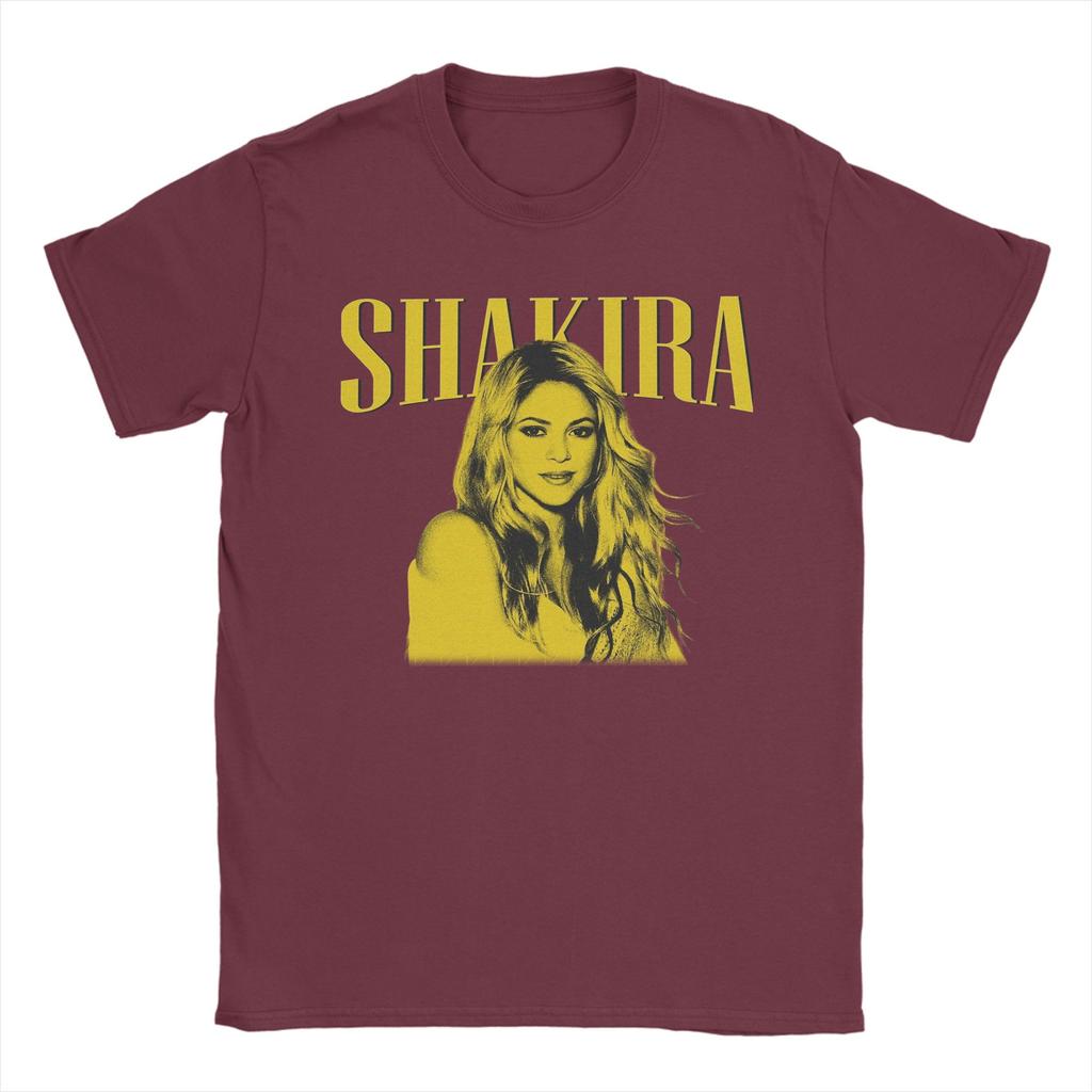 Vintage Pop Singer Shakira TShirts for Unisex Round Neck Pure Cotton T Shirt Short Sleeve Tee Shirt Plus Size Tops