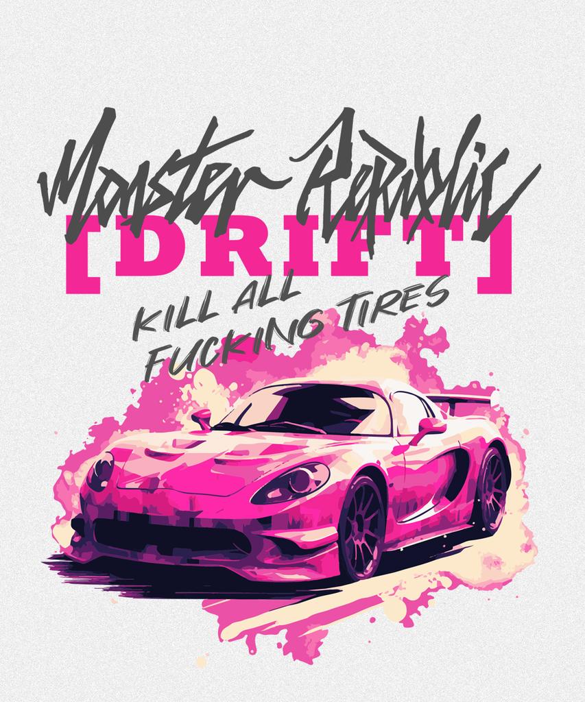 MONSTER REPUBLIC Футболка Drift Ярко-розовая Белая