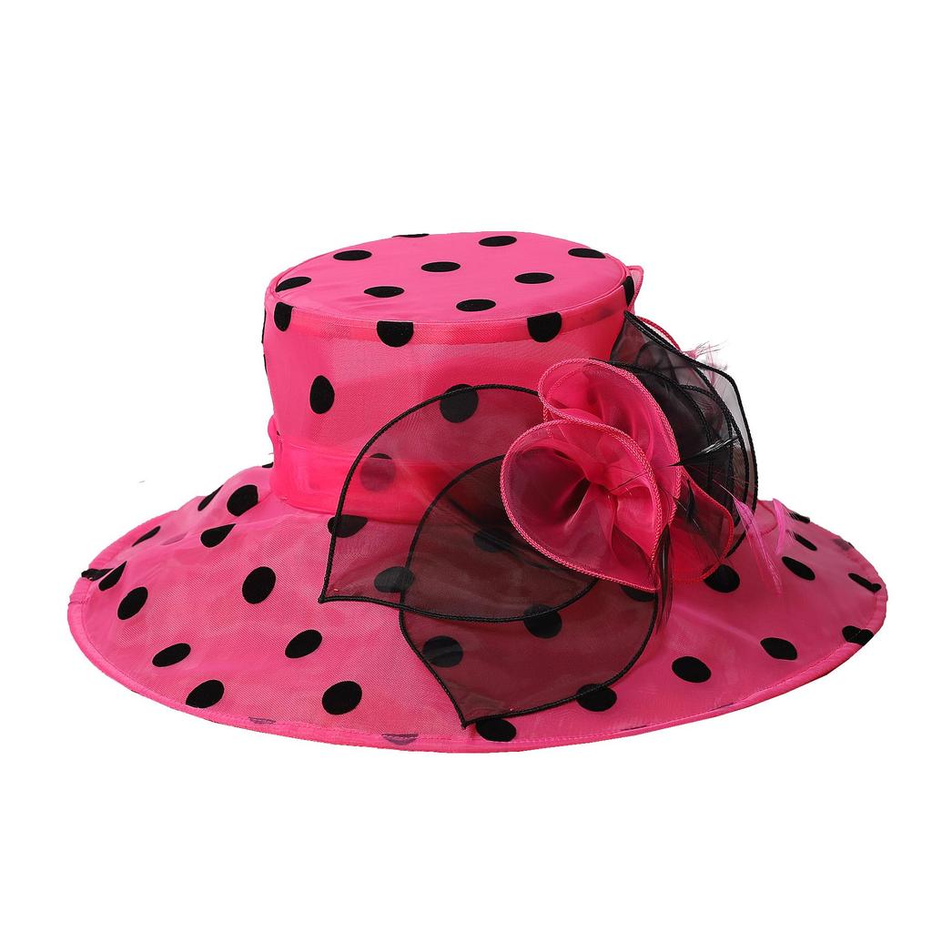 Women Church Hats Wide Brim Sun Derby Hat Organza Fascinators Kentucky Hats for Women Tea Party Wedding Hat