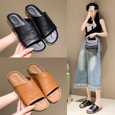 Премиальные парные тапочки женские 2025 лето новые универсальные для улицы толстая подошва нескользящие ретро ленивые тапочки женский тренд