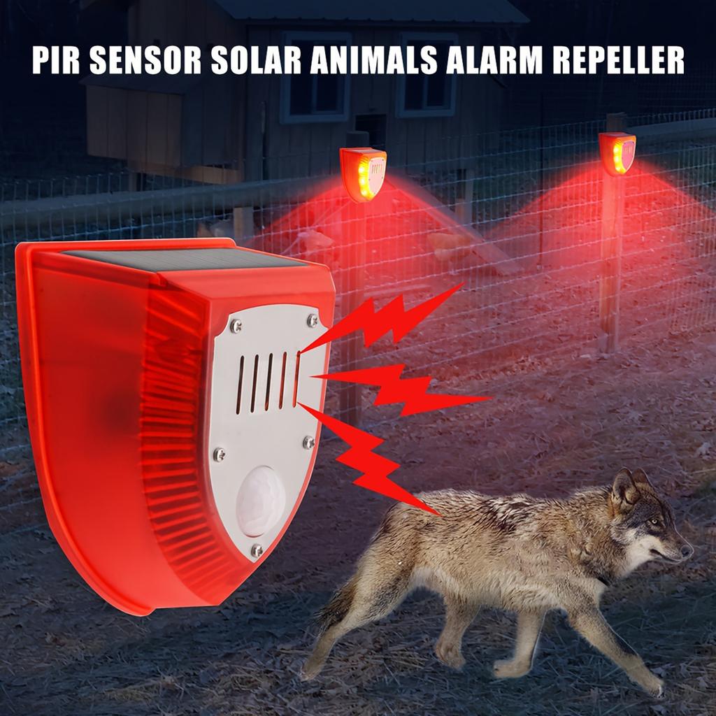 Solar Alarm Animal Induction Sound Light Outdoor Alarm Support For Orchard Villa Farm