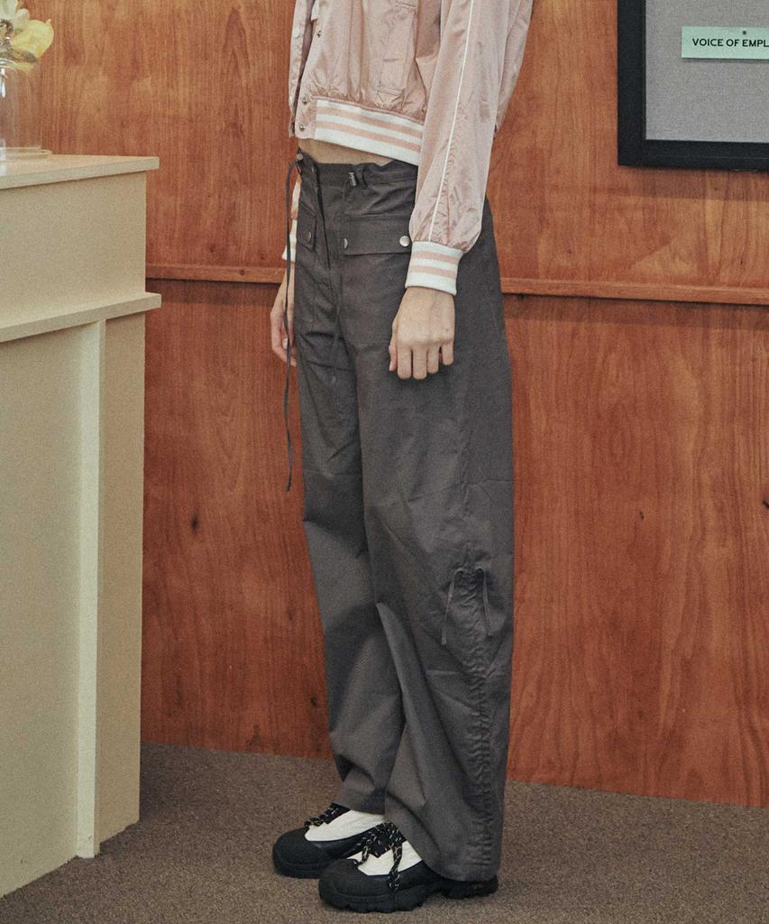 SOME PLACE String Button Pocket Cargo Wide Loop Pants [Charcoal]