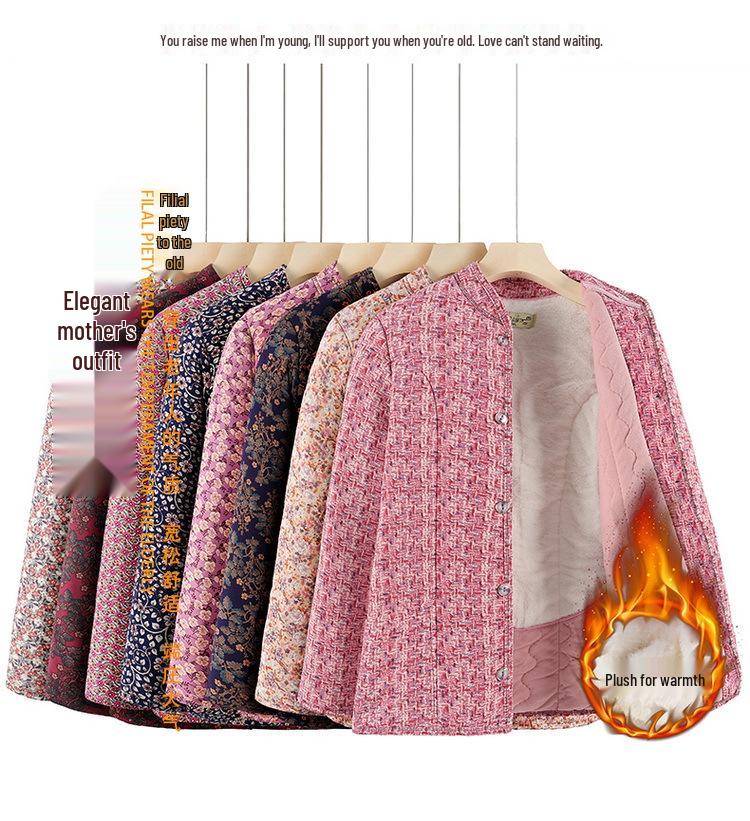 Теплое хлопковое пальто на бархатной подкладке для женщин среднего и пожилого возраста: Зимняя свободная куртка из верблюжьего пуха с защитой талии