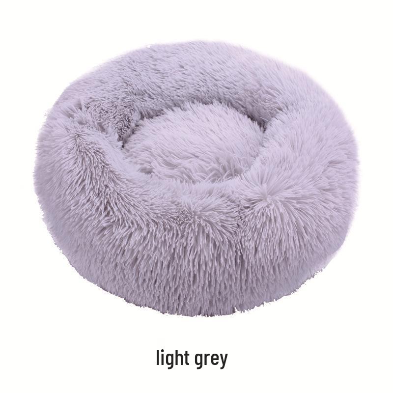 Круглая кровать для питомца с длинной шерстью - Кровать из ПВ вельвета для собак и кошек