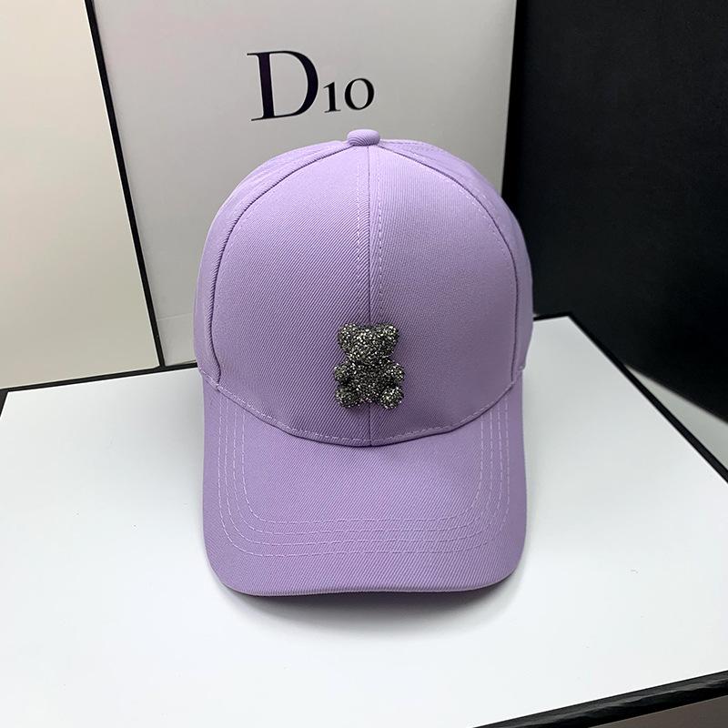 Sunscreen hat women's summer new fashion sun hat spring and autumn rhinestone bear baseball cap face cap