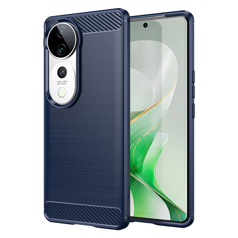 Для Vivo V40 5G Чехол для Vivo V40 Чехол 6,78 дюйма Углеродное волокно Противоударный силиконовый бампер для Vivo V40 Fundas