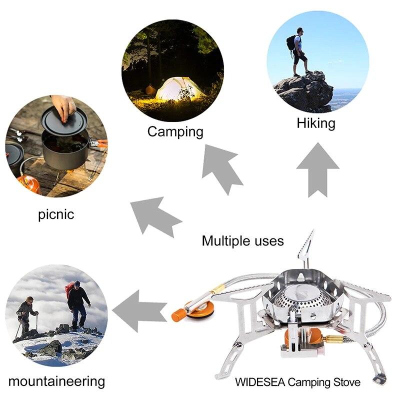 Widesea Camping Burner 3200W Windproof Foldable Electric Ignition Outdoor Portable Gas Stove Outdoor Camping Hiking Fishing
