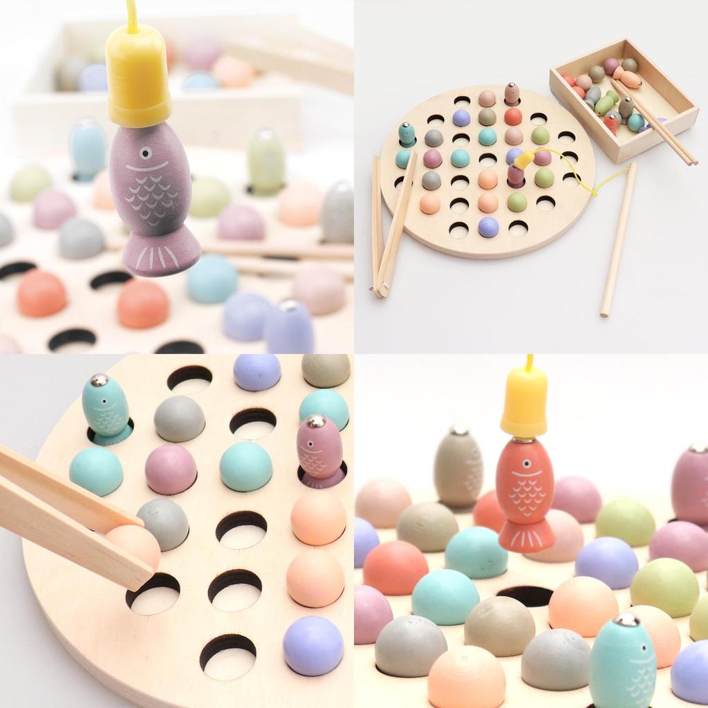 Развивающий деревянный магнитный набор для рыбалки для детей 36 Игрушка для тренировки внимания и концентрации