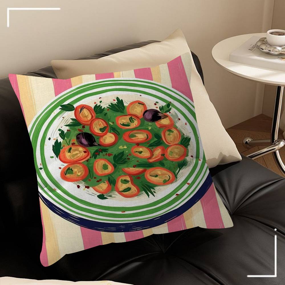 A Plate Of Food Top View Food Stitch Lucky Dragon Pillow Cover Sofa Cushion Cover Home Room Decoration Children Gift
