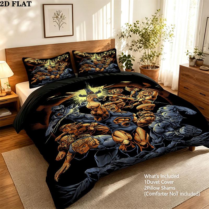 Thundercats Pattern Bedding Quilt Set Quilt Cover Pillowcase Home Birthday Gift(1 * duvet cover + 2 * pillowcase, without core)