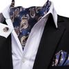 Mens Ascot Tie Set Paisley Cravats Red Black Blue Gold Pink Silk Vintage Scarf