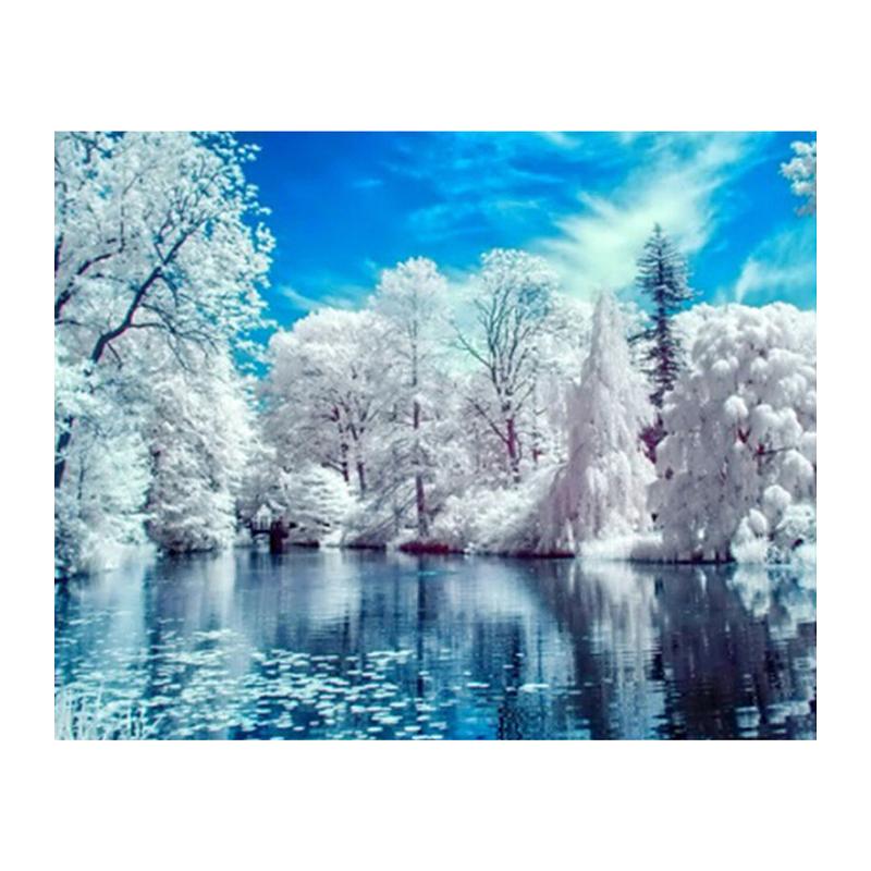 5D Diy Diamond Painting Poplar In The Snow Diamond Embroidery Cross Stitch Home Decor Handmade Gifts