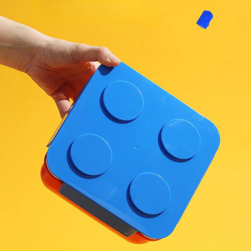 Creative DIY Building Block Lunch Box Modular Portable Bento Box for Children Student Sandwichs Fruit Salad Container Dinnerware