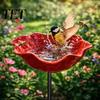 Bee Drinking Station Flower Stake Feeder, Handmade Resin Flowers Watering Station, Garden Pollinator Hydration Cups Butterfly Feeders, Mini Bird Bath