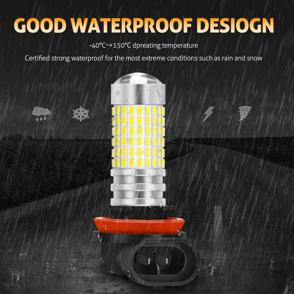 KATUR Светодиодные противотуманные фары H8 H9 H11, макс. 80 Вт, суперяркие, 3000 люмен, 6500 К, с противотуманными фарами 12 В-24 В (2 шт.)