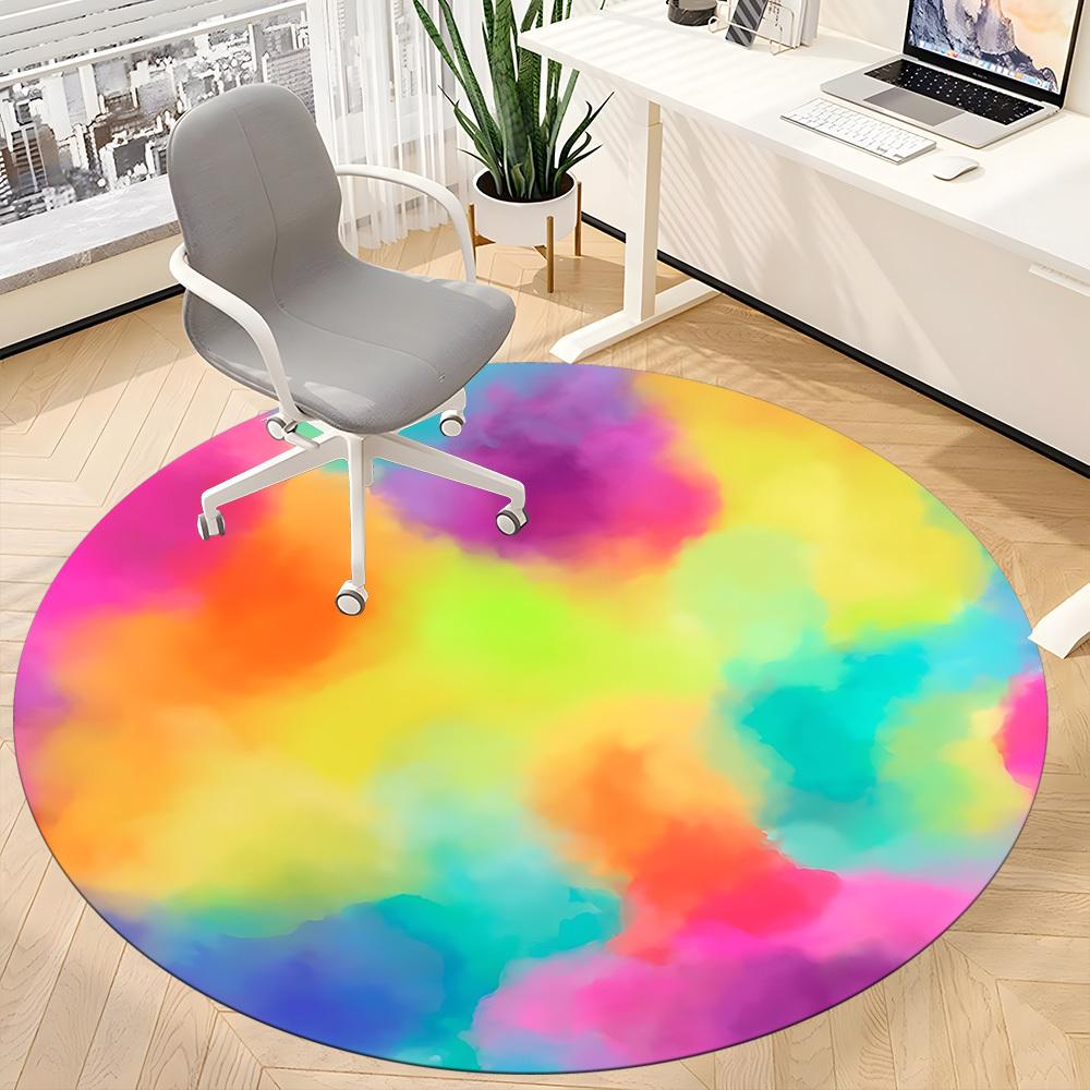 1pc Colorful AbstractChair Carpet for Office, Indoor Non-Slip Washable Polyester Fiber Carpet, Mat For Office, Machine Washable