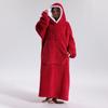 Winter Wearable Blanket Bathrobe with Big Pocket Thick Double-sided Fleece Loose Long Sleeves Pajamas Heat Retention Full Protection Home Lazy