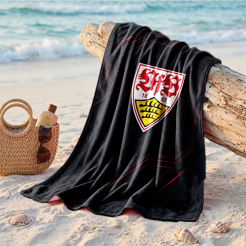 Пляжное полотенце в тематике VfB Stuttgart Мягкое Быстрое?Сухое полотенце для летнего пляжного отдыха и плавания