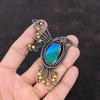 Подвеска из драгоценного камня Mystic Fire Labradorite, подвеска из медной проволоки, дизайнерская подвеска ручной работы, подвеска из медной проволоки, украшение в виде птицы, подарок для матери
