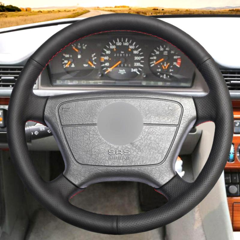 Hand Stitched Non-slip Car Steering Wheel Cover for Mercedes Benz E320 W201 W202 W210 W124 W140 C140 1992-2000 DIY Car Interior