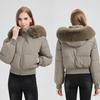 Winter Thicken Short Women's Winter Jacket Down Cotton Coat Casual Warm Fur Hooded Cropped Parkas Streetwear
