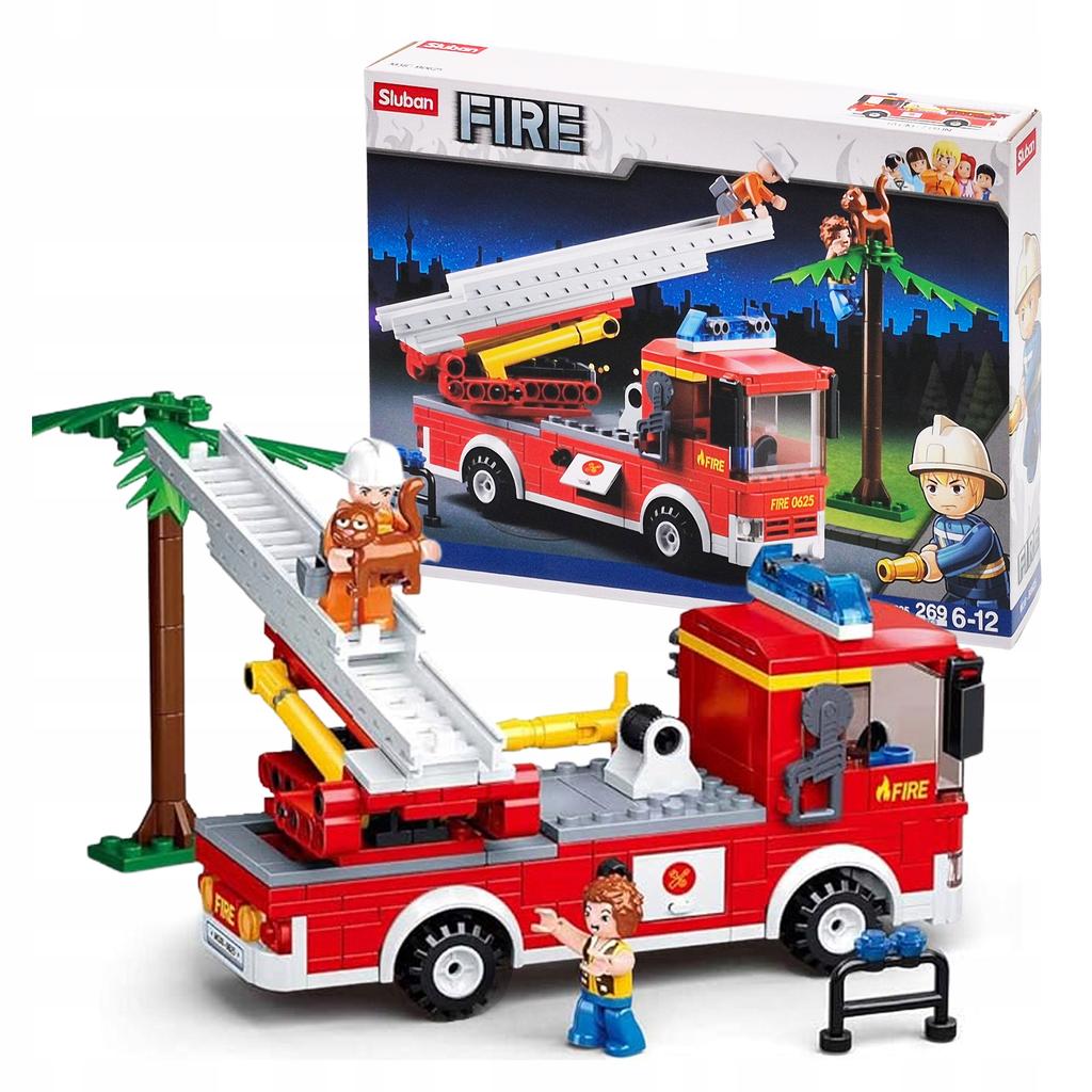 SLUBAN BLOCKS FIRE BRIGADE car two CAT figures 269 pcs.