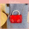 Childrens Stylish New Year Bag Adorable Pearl Chain Shoulder Crossbody Bag For Girls