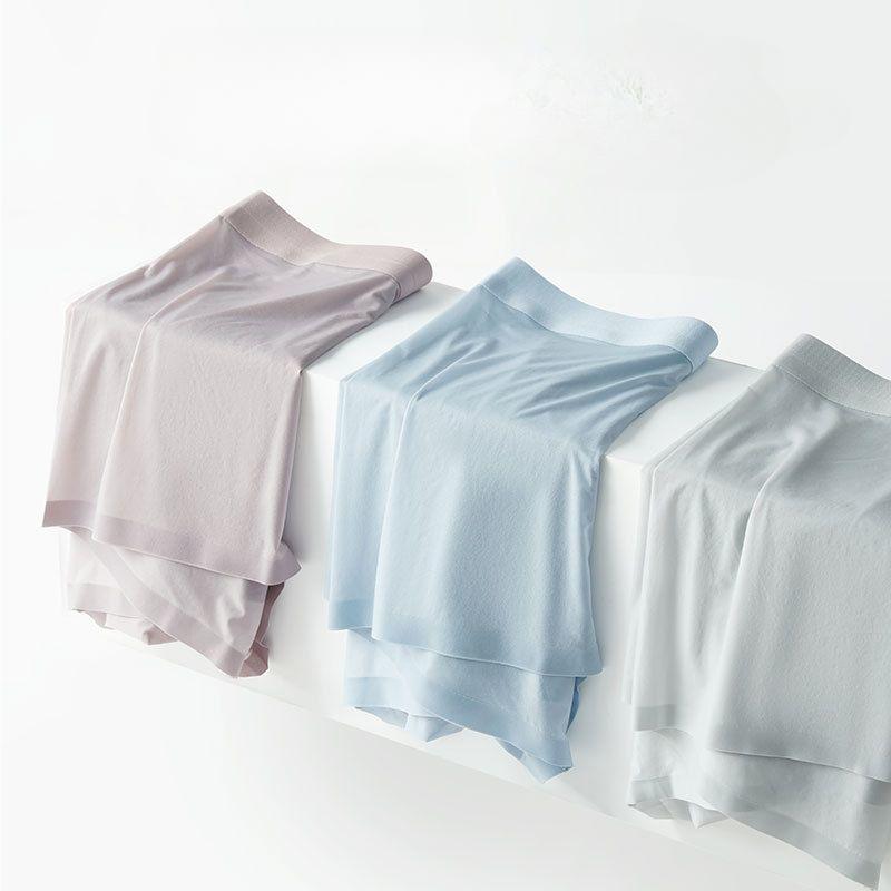 Мужские шорты из шелка Ice Silk, облегающее нижнее белье со средней посадкой и эластичной талией, ультратонкие однотонные трусики с U-образным вырезом