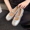 Темпераментные модные маленькие кожаные туфли простые с ремешком Мэри Джейн ретро квадратный носок мягкая кожа мягкая подошва плоская подошва одинарные туфли