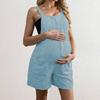 Spring and Summer Fashion Solid Colour Sleeveless Maternity Strappy Jumpsuit Shorts Maternity Wear
