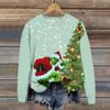 Женская модная рождественская принтованная толстовка с длинным рукавом и круглым вырезом