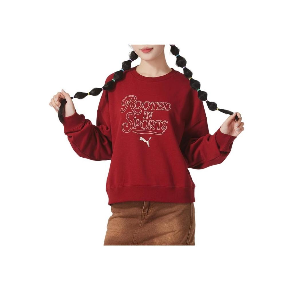 Puma Sports Lifestyle Collection FW24 Letter Logo Print Comfortable Casual Versatile Sweatshirt Women Sweatshirt Red 630952-13