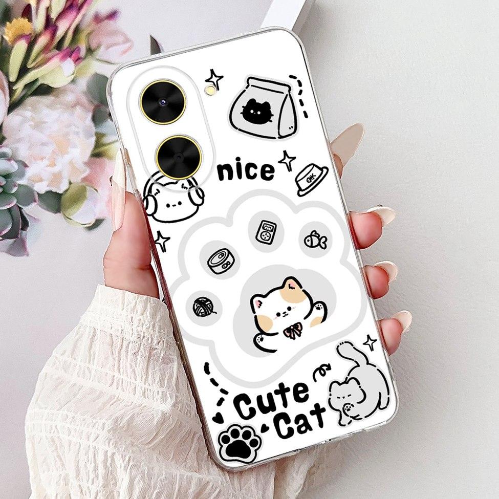 For Redmi A5 NFC 5G Case Cover Clear Luxury Kawaii Cute Cat Fashion Flowers Funny Painted Soft Phone Case For Redme A5 NFC 5G