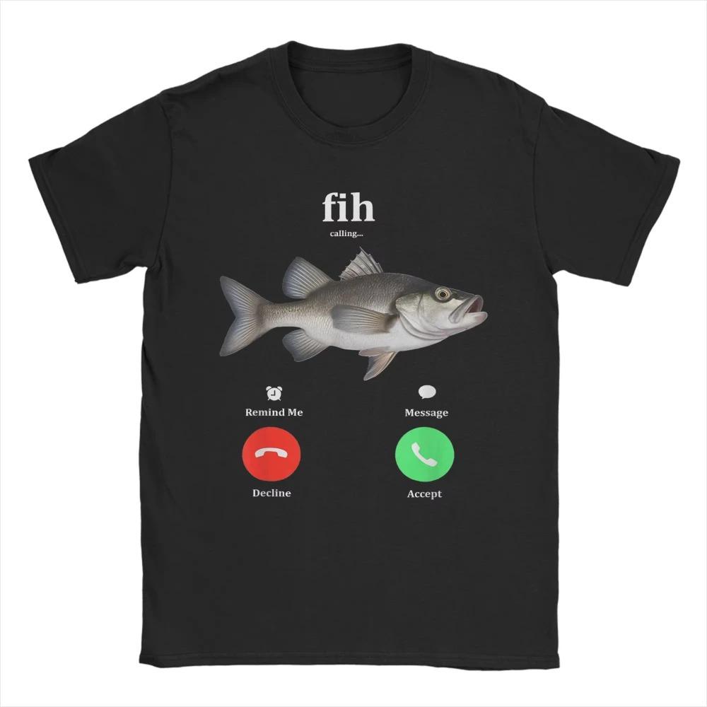 Unisex Cotton TShirt Fish Call Reminder Message Reject Answer Phone Fish Pattern Awesome Short Sleeve Top Women And Men Tshirt