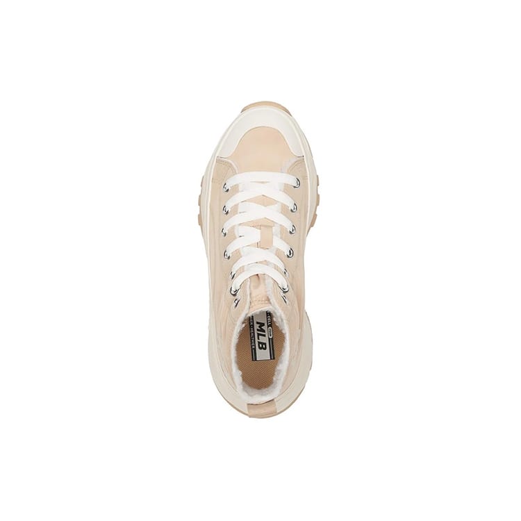 MLB Chunky High Slip Resistant Abrasion Resistant High top Canvas Shoes Unisex Beige 3ASHU4216-50BGS