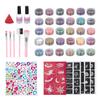 24 Colors Temporary Tattoo Glitter Powder Kit 6 Colors Sequins Shiny Rhinestones Glue Stencil Set