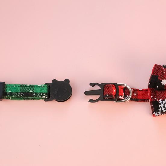 Cat Collar Bell Dress Up Plaid Christmas Element Pet Collar for Party