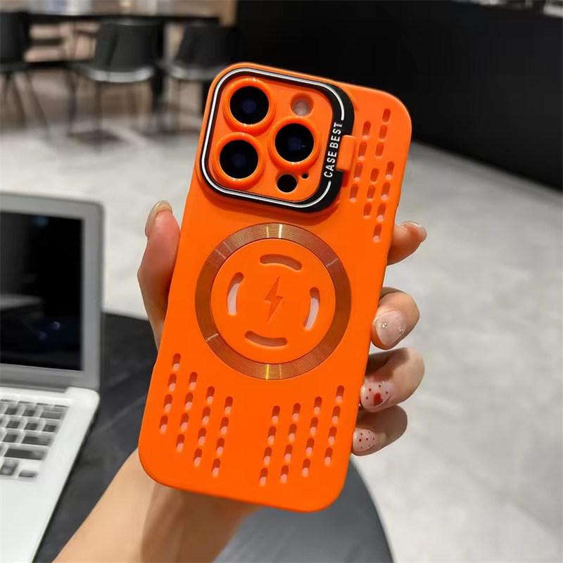 Магнитный чехол для телефона с отводом тепла для iPhone 16 Pro Max 14 Plus 11 12 13 15 17 Pro Max для MagSafe Защитная крышка с кронштейном для камеры