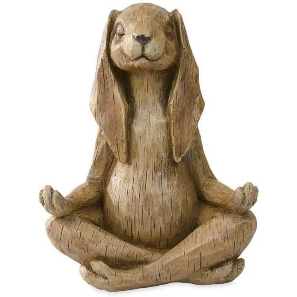 Collectible Figurine - Yoga Bunny Figurine - Handcrafted Lotus Pose - Home & Garden Decor, Handmade Rabbit Yoga Tabletop Shelf Zen Decor Figurines