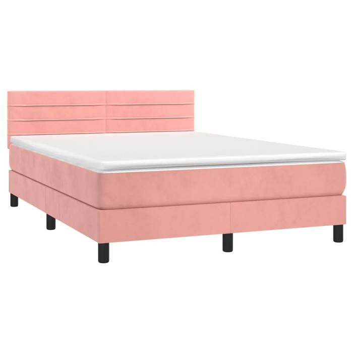 Maison Exclusive - Sommier à lattes de lit avec matelas et LED Rose 140x190 cm