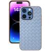 For iPhone 16 Pro Max Case Woven Texture Electroplating Edge Leather Coated PC+TPU Phone Cover