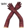 Theatrical Role Play Accessories 1 Pair Sequin Reflective Gloves for Women, Stretchy Long Shiny Stage Costume Opera Party Performance Prom Bar Elastic